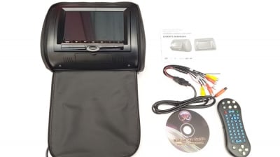 7" DVD плеър в подглавник с USB и безжичен джойстик за видеоигри - черен