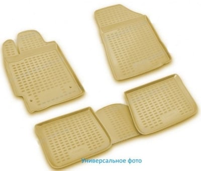 3D Гумени стелки за Audi A8 (2002-2009) long base, бежови 4pcs.