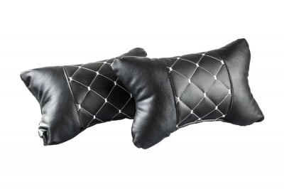 Комплект от 2 броя универсални възглавници авто възглавничка за врат за по-добър комфорт при дълъг път с автомобил черно с сив шев