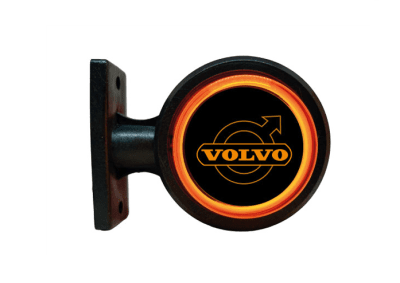 Комплект от 2 броя LED ЛЕД страничен габарит рогче 12 -24V оранжево - червено “old school” Неон Ефект с лого на Volvo