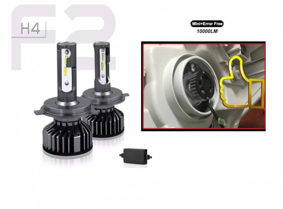 Комплект Умалени Мини Лед Led Диодни Крушки H4 Х4 12V 24V 72W 10000lm ...