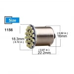 LED Лед Крушки, 22 SMD, BA15S 1156 (P21W)  12V  Бяла Светлина