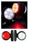 2 броя 12V LED ЛЕД Гумени Странични Рогчета Маркери - габаритни светлини за камион тир  ремарке - 85мм х 80мм бяло-червено