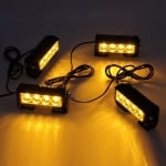 4 Led Аварийна Лампа, Жълта Блиц Светлина, Мигаща, 4 Броя с Контролер