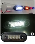 LED Маркер, Диоден Габарит, Токос, Бял, 12V-24V, Светлина За Камион, Бус, Ван, Ремарке, Каравана, Извит Гръб за Директен Монтаж на Ролбар, Булбар