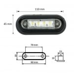 LED Диоден Вграден Страничен Габарит, Маркер, Токос Бял12-24V за камион, бус, ван, платформа, ремарке Е-марк Е9