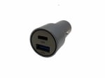 Универсално USB Зарядно За Автомобил, 2x18W, 3 A, Метален Корпус, 12V - 24V,  Сребрист Цвят, Подсветка Синя LED Светлина, USB + Type C, Бързо Зареждане 