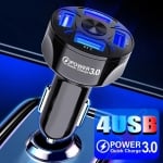 Универсално USB зарядно с 4 порта 12V-24V Quick Charge 3