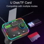 FM радио трансмитер HZ-BT-F4, 87.5 MHz до 108.0 MHz Bluetooth 2x USB черен с подсветка 12V - 24V