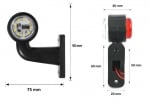 Комплект от 2 броя 12- 24V LED ЛЕД къси мини странични габаритни светлини тип рогче въртящи се с ротация за камион ремарке платформа каравана и др. бяло-червен 75 X 60 mm