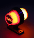 Комплект от 2 броя LED ЛЕД страничен габарит рогче 12 -24V оранжево - червено “old school” Неон Ефект с лого DF