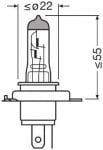 1 брой Халогенна крушка за фар Osram H4 Night Breaker +200% 60/55W 12V P43T