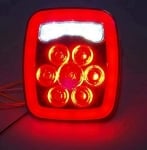 Комплект от 2 броя LED ЛЕД Диодни стопове стоп задна светлина 12V с Неон Neon ефект за камион бус ТИР ремарке каравана 166 x 142 mm