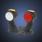 Комплект от 2 броя ЛЕД LED Странични Габарити Габаритни Светлини Тип Рогче с Неон Ефект за Камион Ремарке Тир Бус Ван Каравана и др. 12-24V червено-бяло-оранжево 180mm x 160mm